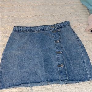 Denim Button-Front Mini Skirt